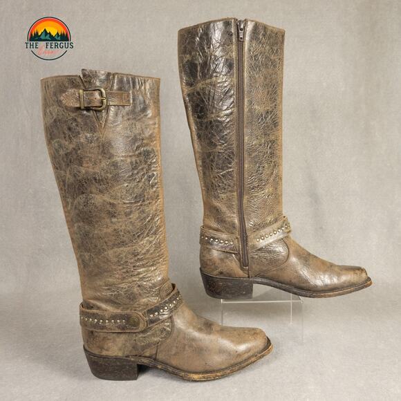 Sonora Double-H Cowboy Boots Brown Leather Western Country Rodeo Women's Size 7M - Picture 3 of 14